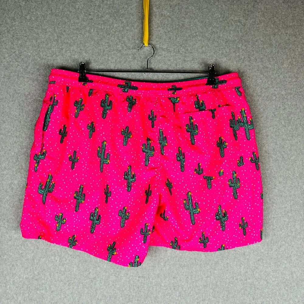 No Boundaries Mens Sz‎ 2XL 44-46 Swim Trunks Lined Pink Cactus Pockets
